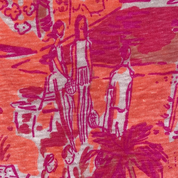 🌴LILLY PULITZER ‘Duval’ Notch Neck Linen Top in Cheeky Melon Rule Breakers - Picture 8 of 12